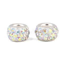 Polymer Clay Strass europäischen großen Lochperlen mit versilberten Messingkernen&nbsp;FPDL-R002-15
