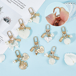 8 colgante de perla de imitación de plástico ABS con forma de corazón y concha en 8 colores&nbsp;HJEW-ME0001-01