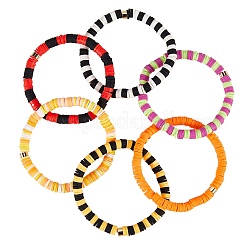 Handgemachte Heishi-Perlen-Stretch-Armbänder aus Fimo&nbsp;BJEW-JB05902-10