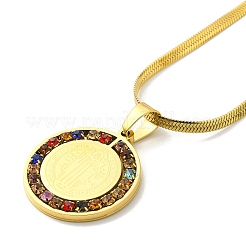 Colliers à pendentif saint benoît en strass colorés&nbsp;NJEW-G123-01G