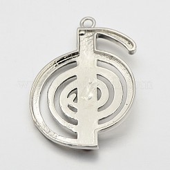 Platinierte Messing-Edelstein-Musiknoten-Anhänger&nbsp;G-J264-03
