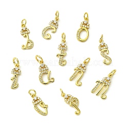 26pcs 26 estilos latón micro pavé colgantes de circonita cúbica&nbsp;KK-CJ0002-50