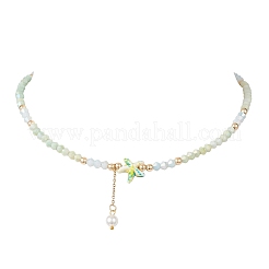 2 Stück 2 Stile gefärbte synthetische türkisfarbene Seesterne & facettierte Doppelkegel-Glasperlenketten&nbsp;NJEW-JN05564