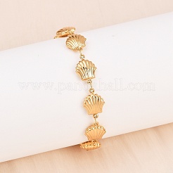 Strand 304 Edelstahl Muschel Meerestiere Gliederkette Armbänder&nbsp;BJEW-D359-15A-G
