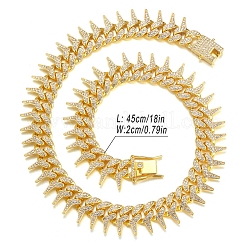 Messing Kristall Strass Dornen Spike kubanische Gliederkette Halsketten für Männer&nbsp;FS-WG31A8F-04
