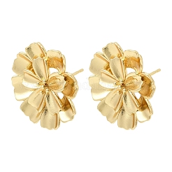 Orecchini a bottone in ottone con fiori&nbsp;EJEW-D352-01G-02