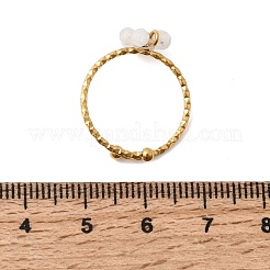 Manchette ajustable en acier inoxydable 304 avec bagues ouvertes en jade blanc naturel&nbsp;RJEW-P187-01G-04