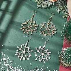 Pendientes colgantes de copos de nieve de vidrio&nbsp;EJEW-MZ00253