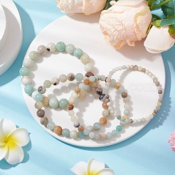 4 pulsera elástica de amazonita con flores naturales de 4 estilos&nbsp;BJEW-JB11025