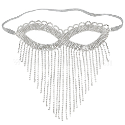 Maschera per gli occhi per il viso con nappa a catena di strass in lega per le donne&nbsp;AJEW-WH20006-209P