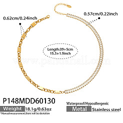Halb-Tennishalsketten aus 316L-Chirurgenstahl mit Pavé-Fassung aus klaren Zirkonia für Damen&nbsp;WGC7388-02