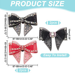 4 pieza de adornos para zapatos de poliéster con lazo y rhinestone en 2 colores&nbsp;AJEW-HY0001-80A