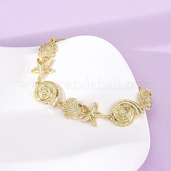 Messing-Gliederarmbänder mit Mikropflaster und klaren Zirkonia für Damen&nbsp;BJEW-H209-09B-G