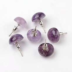 Halbrunde Kuppel natürliche Ohrringe Amethyst Bolzen&nbsp;EJEW-L171-08