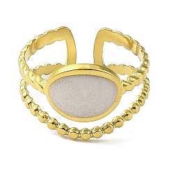 Anelli aperti in acciaio inossidabile 304 smaltati per donna&nbsp;RJEW-F166-46G-02