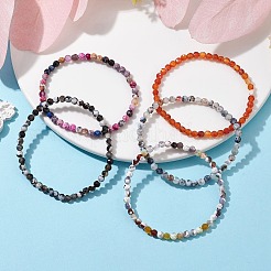 Braccialetti da donna con perline di agata naturale craquelé di fuoco tinto&nbsp;BJEW-JB09993