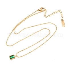 Halskette mit Anhänger aus Edelstahl 304 und grünem Zirkonia-Pavé für Damen&nbsp;NJEW-B083-02G-01