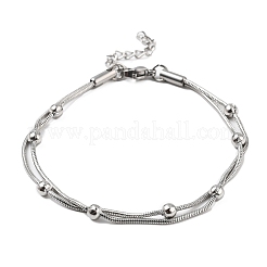304 Edelstahl Satellitenketten Mehrsträngige Armbänder für Männer und Frauen&nbsp;BJEW-Q038-11P