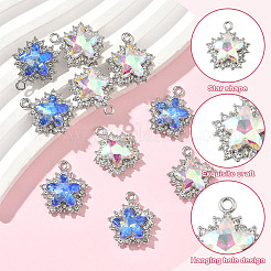 10 Stück 2 Farben Rack-Plating-Legierung mit Strass-Anhängern&nbsp;FIND-YW0006-90