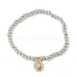 Bracelets ovales en laiton avec breloques Jésus&nbsp;BJEW-B148-03A