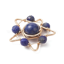 Gefärbte natürliche Lapislazuli-Anhänger mit Kupferdrahtumwicklung&nbsp;PALLOY-TA00368-03