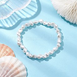Galvanisierte Nuggets-Muschelperlen-Stretcharmbänder für Damen&nbsp;BJEW-JB10710