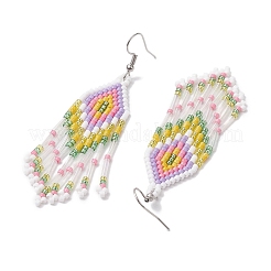 Pendiente colgante estilo bohemio de acero inoxidable 304 con vidrio.&nbsp;EJEW-MZ00175-01