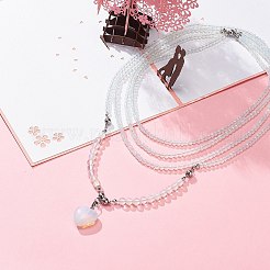 2 stücke 2 stil opalit herz anhänger halsketten set&nbsp;NJEW-JN04068
