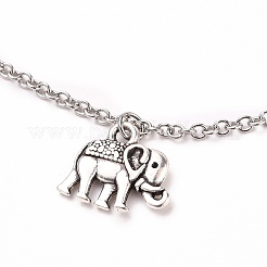 Cavigliere con ciondolo elefante in lega&nbsp;AJEW-AN00334-01