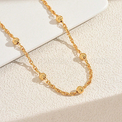 Colliers longs en chaîne de perles rondes en laiton pour femmes&nbsp;OZ5698