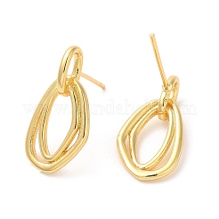 Orecchini pendenti ovali twist in ottone placcato a cremagliera&nbsp;EJEW-D061-35G