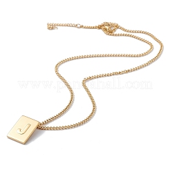Collier pendentif rectangulaire en acier inoxydable avec lettre initiale pour hommes et femmes&nbsp;NJEW-E090-01G-10