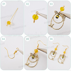 Kits de fabrication de boucles d'oreilles pendantes en alliage d'émail et de perles de verre en forme d'abeilles&nbsp;DIY-SC0030-82