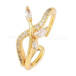 Manschettenringe aus Messing mit Mikropavé-Zirkonia für Damen&nbsp;RJEW-Z113-30G