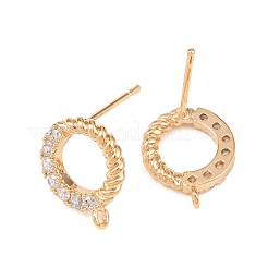 Boucles d'oreilles à tige en laiton avec micro pavé d'oxydes de zirconium transparents&nbsp;KK-Z133-02G-02
