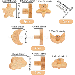 6 cintre en bois de hêtre de style 3 pièces&nbsp;AJEW-BC0001-88