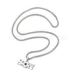 Collane con ciondolo a forma di palla sportiva con catena a scatola in acciaio inossidabile 202 per uomo&nbsp;NJEW-K380-01B-01