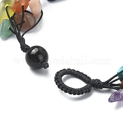 Bracelet de perles tressées avec des copeaux de pierres précieuses naturelles et synthétiques mélangées avec des fils de nylon&nbsp;BJEW-TA00344