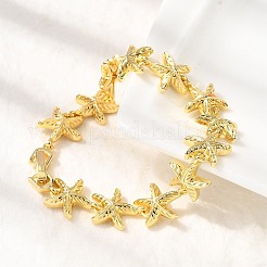 Sommer Strand Messing Seestern Gliederkette Armbänder&nbsp;LS-BJEW-C118-04G