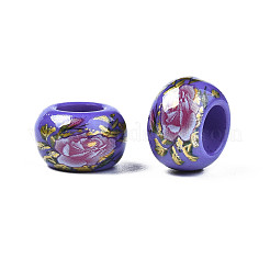 Undurchsichtige Unterlegscheibe-Perlen aus Acryl mit Blumendruck&nbsp;SACR-S305-27-G04