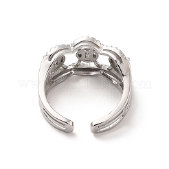 Offene Manschettenringe aus Messing mit Mikropavé und Zirkonia&nbsp;RJEW-R146-16B-P