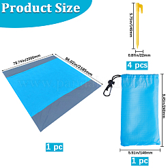 Quadratische wasserdichte Picknickmatte aus Polyester mit 4 Hering&nbsp;AJEW-WH20080-37A