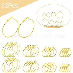 32 Stück 4 Stile Eisen Huggie Creolen Zubehörse&nbsp;IFIN-FS0001-50
