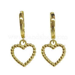 Boucles d'oreilles pendantes en forme de cœur creux argenté s925&nbsp;FJ4331-1