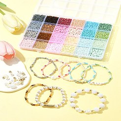 Fai da te semi di vetro e perle di plastica e imitazione di perle kit per la creazione di gioielli&nbsp;DIY-FS0008-15