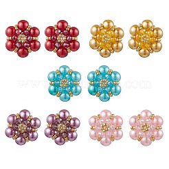 Pendientes con forma de flor y cuentas de semillas de vidrio&nbsp;EJEW-MZ00349