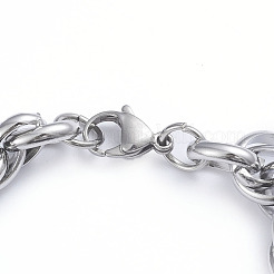 Bracciali a catena in corda di acciaio inossidabile 304 anti-appannamento&nbsp;X-BJEW-L673-003-P