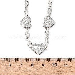 Halsketten mit Herz- und Pferdeauge-Gliederkette aus Messing mit Mikropflaster und klaren Zirkonia für Damen&nbsp;NJEW-G162-01P