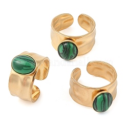 Anelli ovali in malachite naturale&nbsp;RJEW-Z057-12G-03