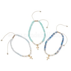 Bracciali con perline intrecciate in pietra mista&nbsp;BJEW-JB12958-02